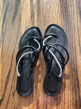 Kurt Geiger Black Strappy Sandals with Silver Accent